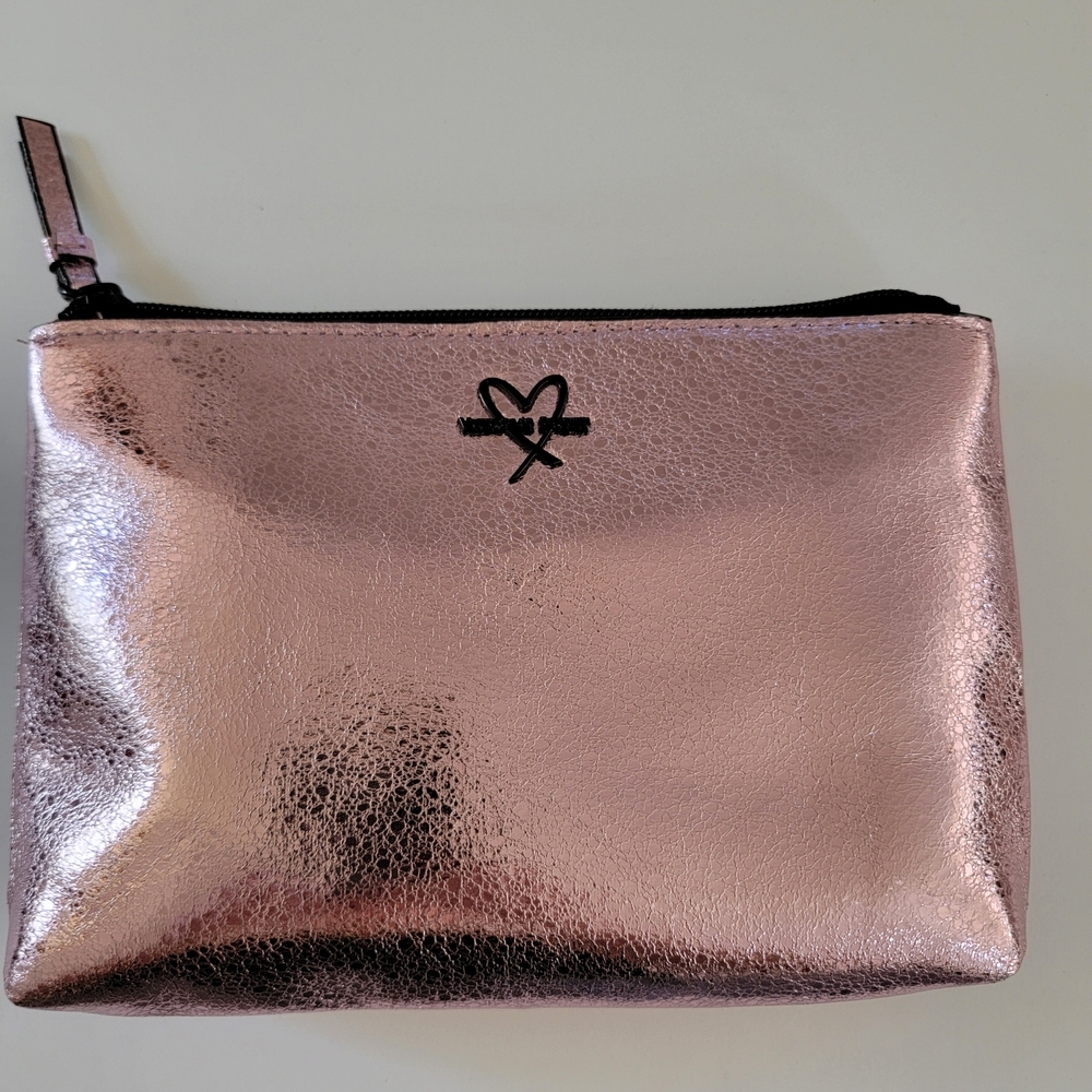 Victoria's Secret Pink Metallic Cosmetic Bag 5" X 8" Travel Glam Beauty New